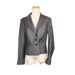 Escada Cashmere Blend Jacket Blazer Gray Pockets Size 40 US 8